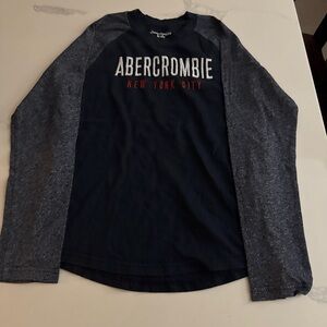 abercrombie kids Navy & Heather Gray Long Sleeve Raglan Tee with Red Logo
